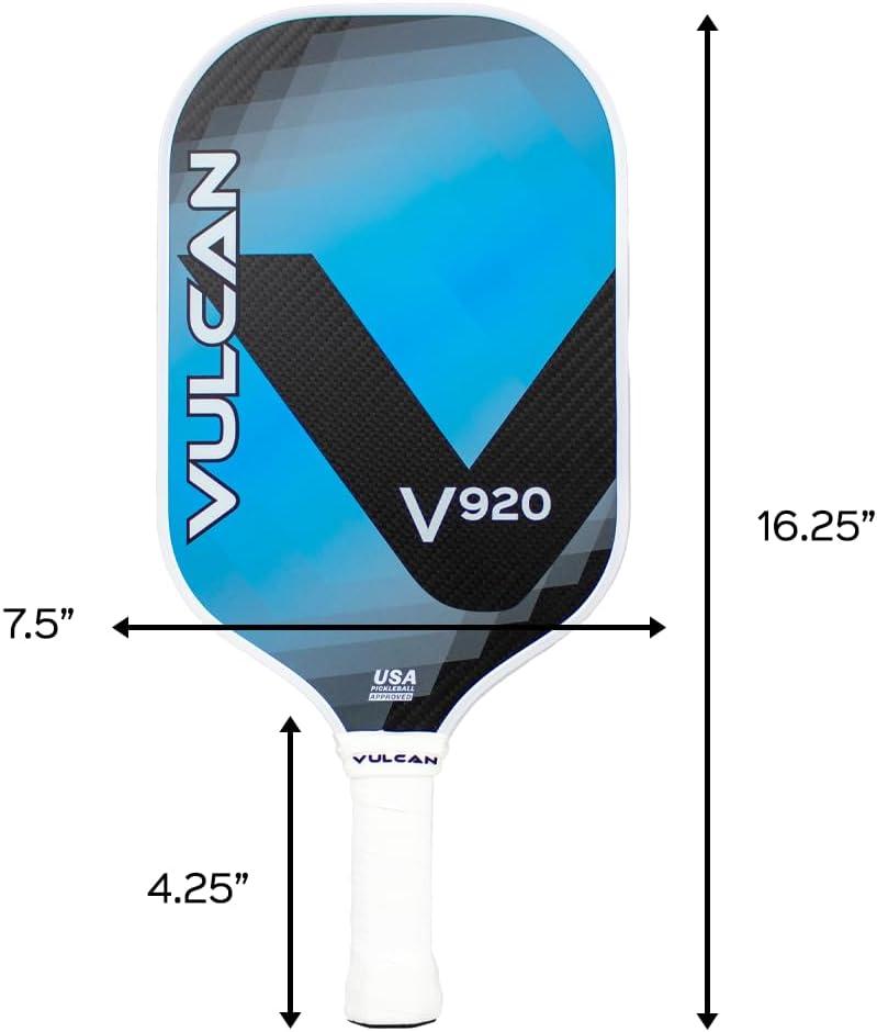 imageVulcan  V900 Pickleball Paddle Series  Hybrid Performance  Polypropylene Core  QuatroCarbon Fiber Surface  USAP Approved  Multiple ColorsSapphire  QuatroCarbon Fiber Surface