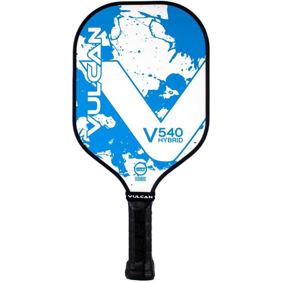 imageVulcan  V540 Pickleball Paddle  Hybrid Performance  Polypropylene Core  Carbon Fiber Surface  USAP Approved  Multiple ColorsBlue Splatter  Carbon Fiber Surface