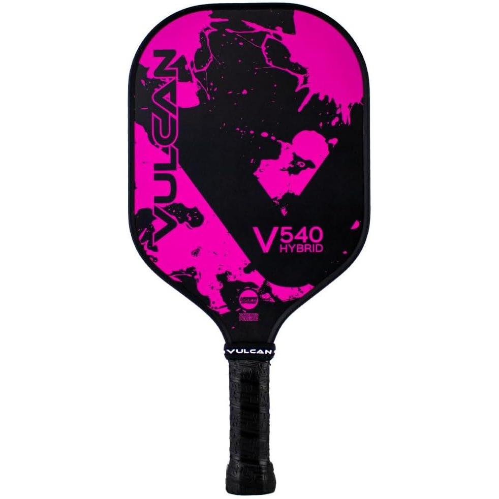 imageVulcan  V540 Pickleball Paddle  Hybrid Performance  Polypropylene Core  Carbon Fiber Surface  USAP Approved  Multiple ColorsPink Splatter  Carbon Fiber Surface