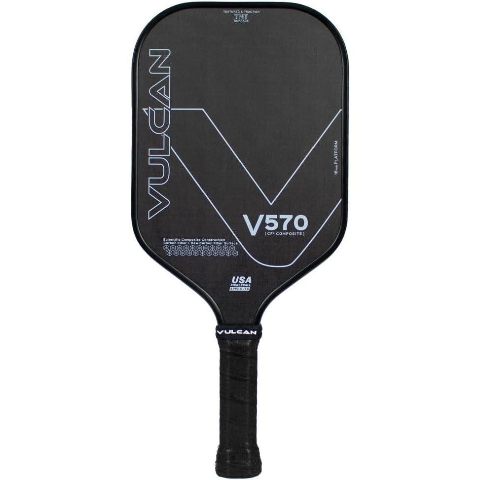 imageVulcan  V570 Pickleball Paddle  High Performance  Polypropylene Core  USAP Approved  Multiple Surface OptionsBlackout  Raw Carbon Fiber Surface  Control