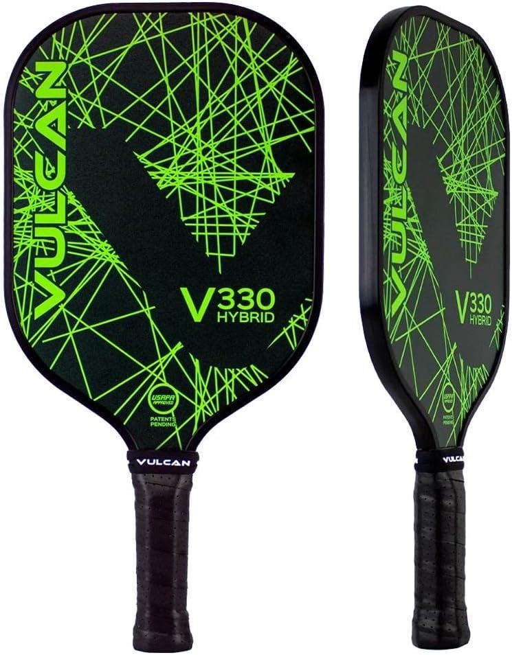 imageVulcan  V330 Pickleball Paddle  Hybrid Performance  Polypropylene Core  Fiberglass Surface  USAP Approved  Multiple ColorsLime Lazer  Graphite Surface