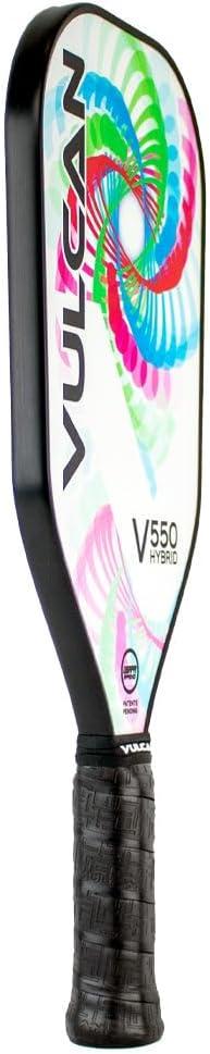 imageVulcan  V550 Pickleball Paddle  Hybrid Performance  Polypropylene Core  Carbon Fiber Surface  USAP Approved  Multiple ColorsWhite Entropy  Carbon Fiber Surface  Elongated Shape